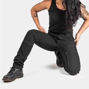 Dovetail Workwear Maven Slim No Fade Black Canvas, Midrise, Size 12/30